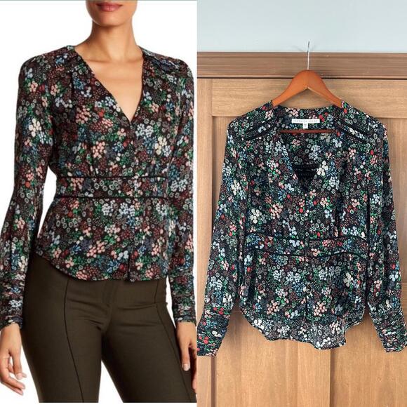 Veronica Beard Tops - Veronica Beard 100% Silk Ripley Ruched Floral Blouse